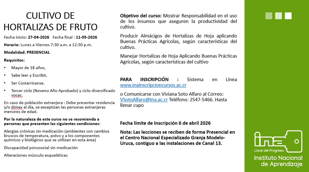 Curso de cultivo de hortalizas en abril